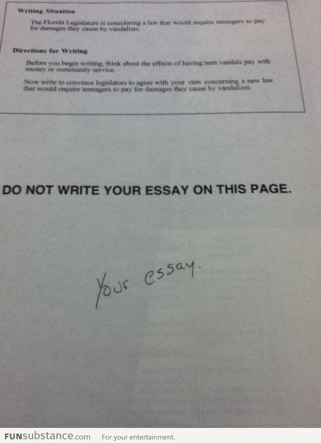 Do not write your essay on this page