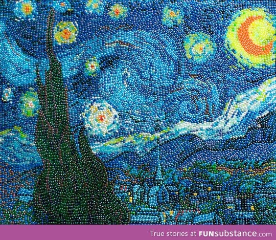 Starry Night made out of jelly beans