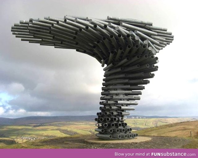 The singing tree - winds create music. Lancashire, england