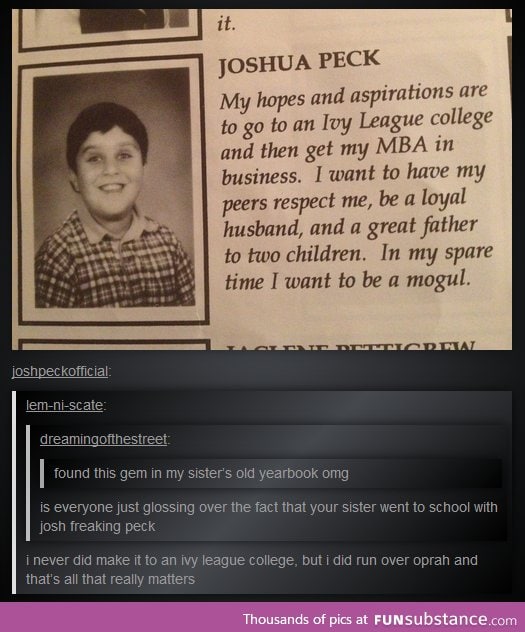 Josh peck in the yearbook