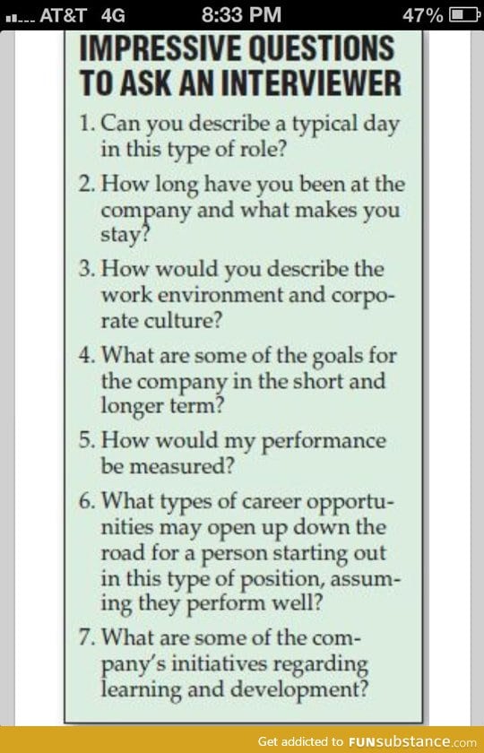 Questions to ask an interviewer