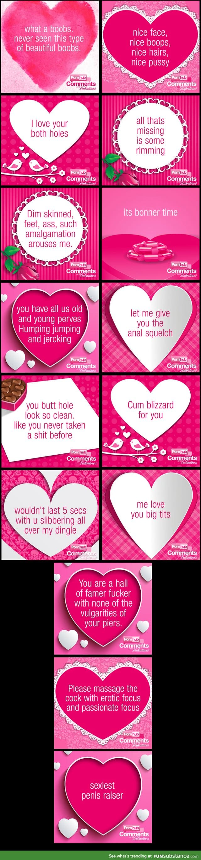 p*rn comments as Valentine cards