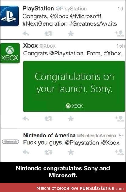 Nintendo congratulates sony and microsoft