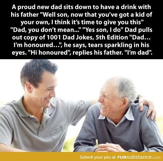 Dad gives something to his son