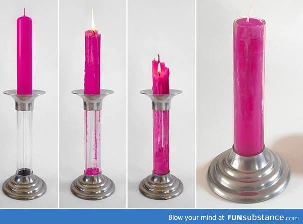 This regenerative candle creates a new candle as it melts