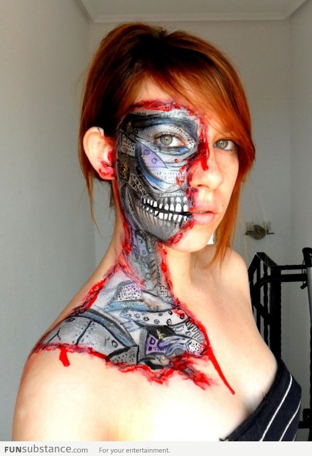 Super Realistic Terminator Body Painting