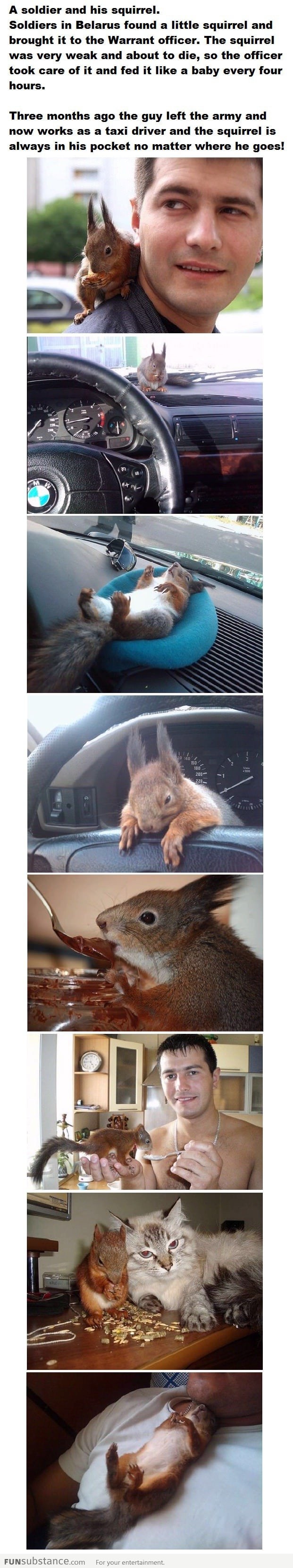 A soldier and his squirrel