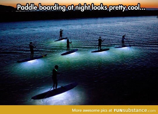 Paddle boarding at night