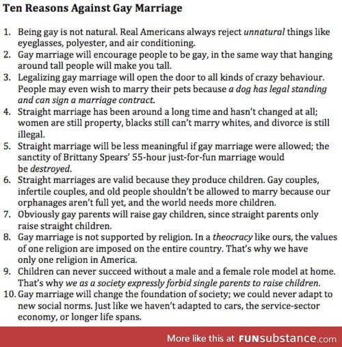 Reasons Against Gay Marriage