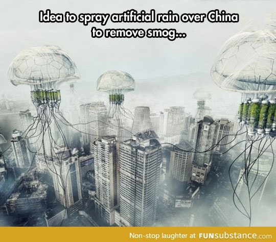 Artificial rain to remove smog in China