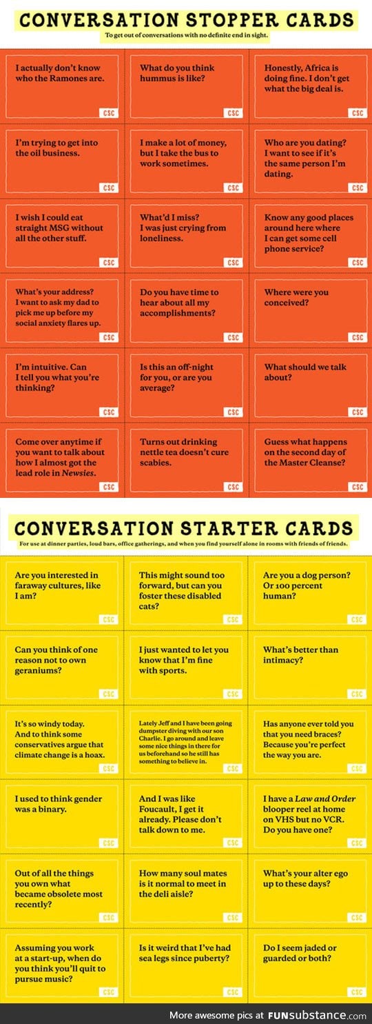 Conversation starters and stoppers