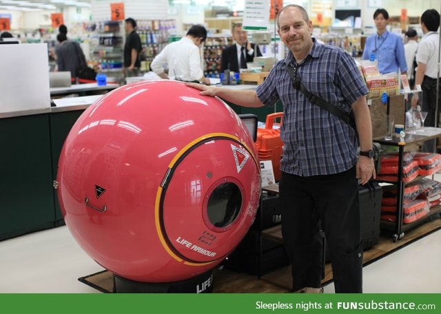 Tsunami evacuation pod for sale in a Japanese department store. DBZ anyone?