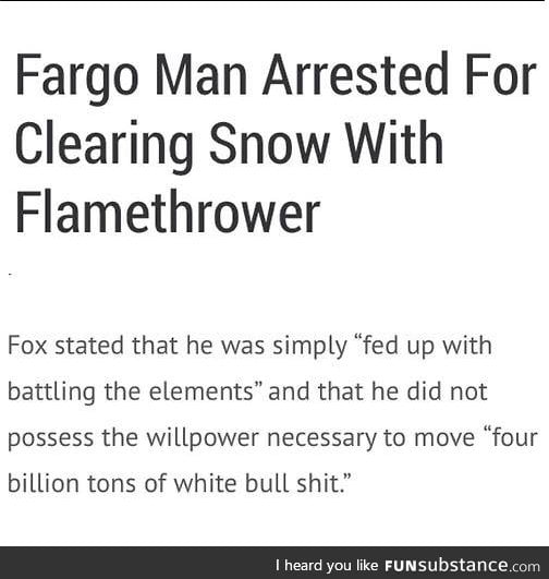 Flamethrower on the snow