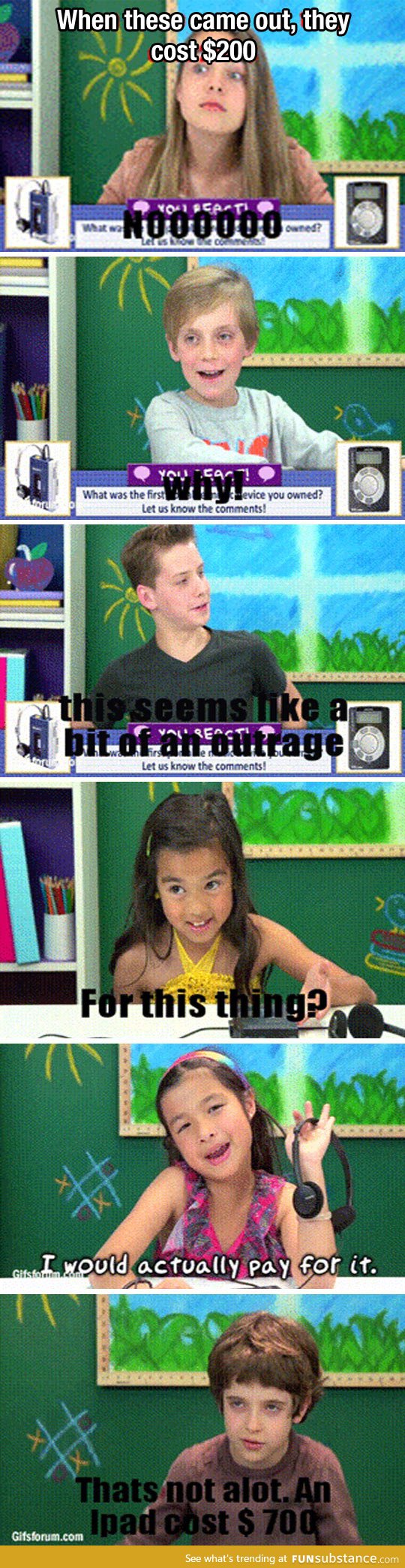 Kids react to old walkman price