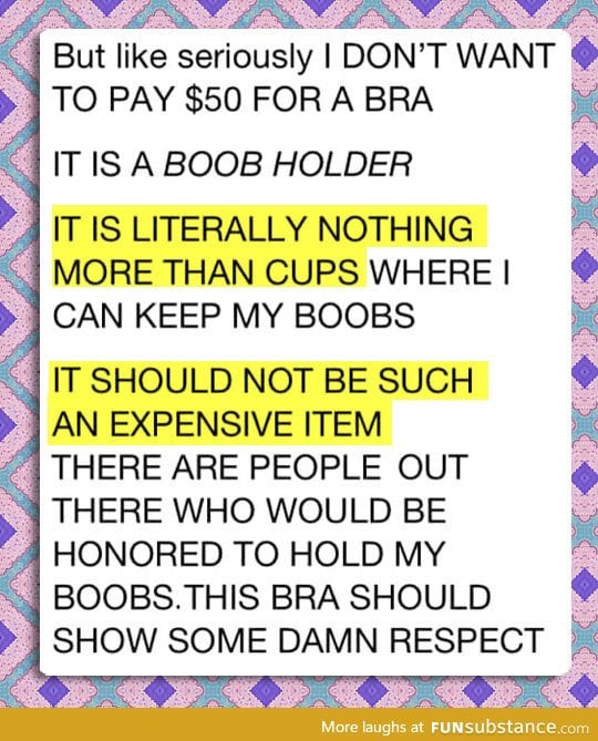 A bra shouldn't be that expensive