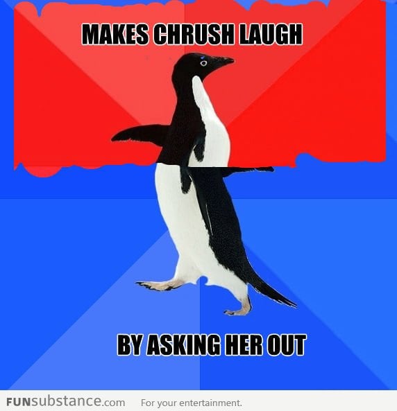 Makes crush laugh