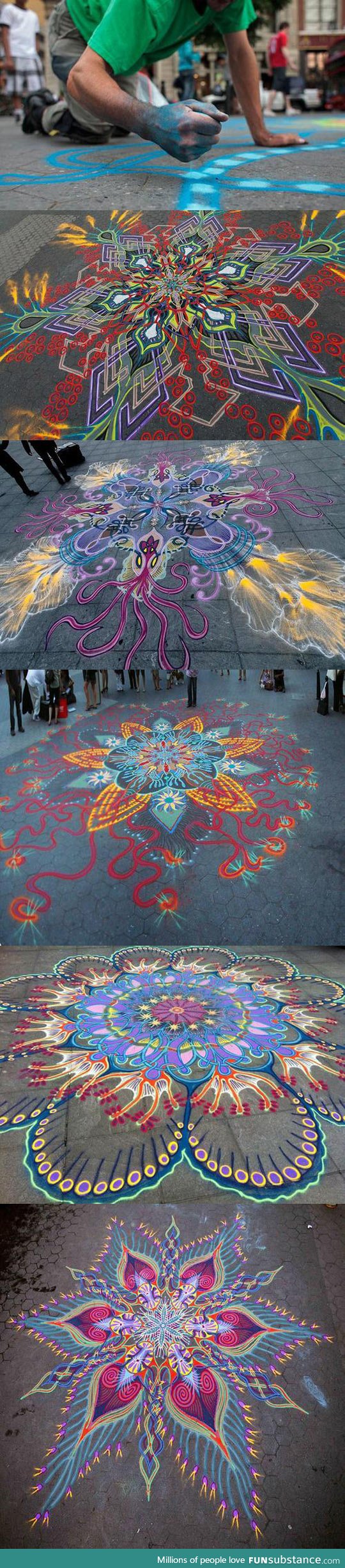 Beautiful sand paintings created by hand