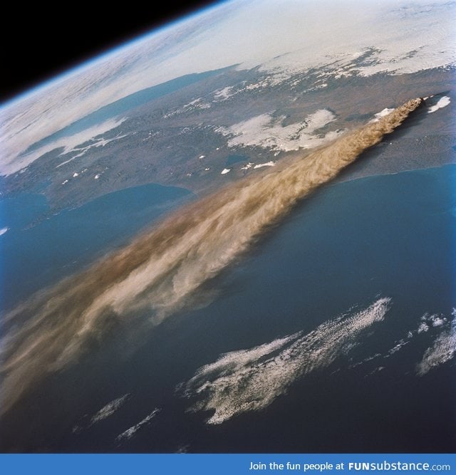 Volcanic eruption from space