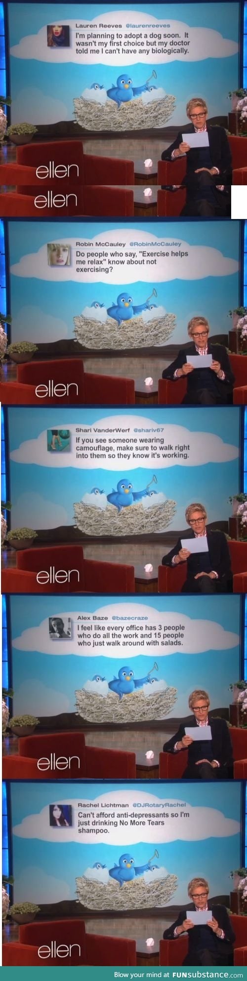 Funny tweets on ELLEN