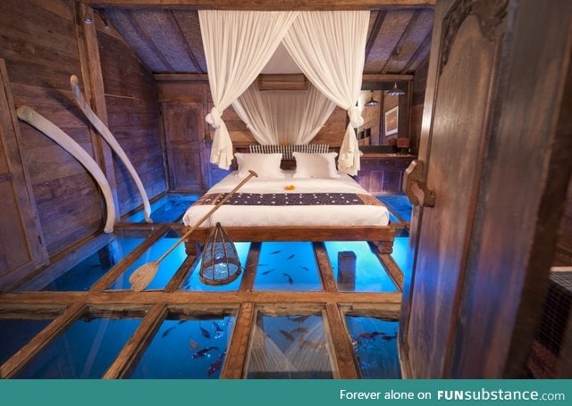 Glass bottom bedroom