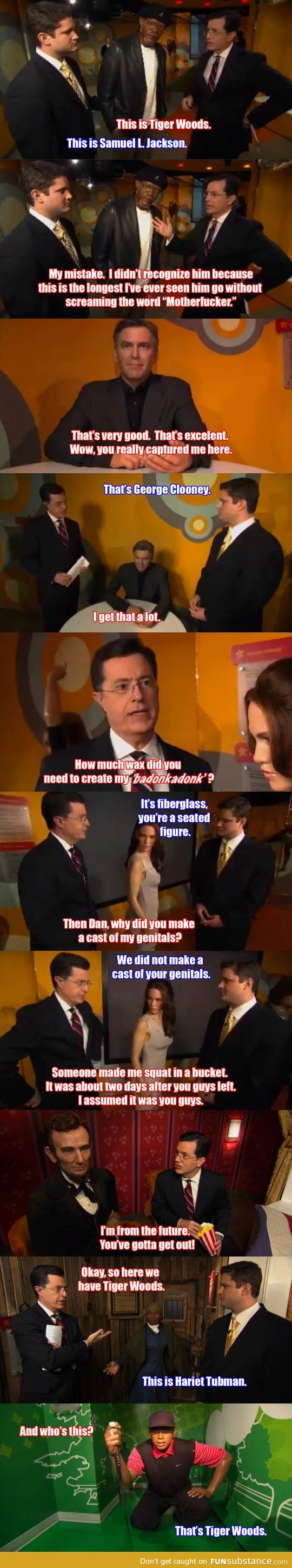 Stephen colbert visits the wax museum