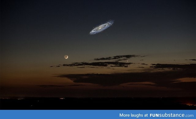 Size of the Andromeda galaxy in the sky if it were not so dim