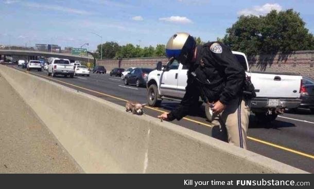 This guy needed some help getting off the freeway