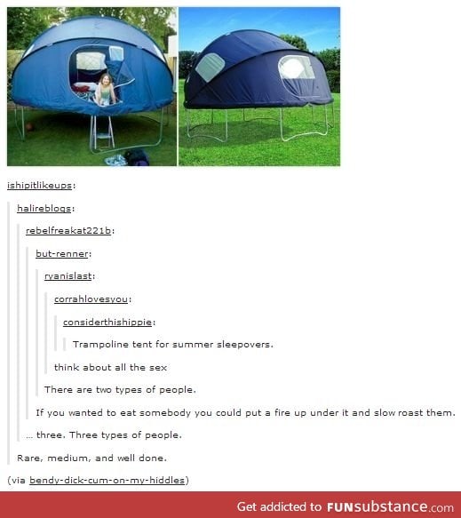 Trampoline tent for summer sleepovers