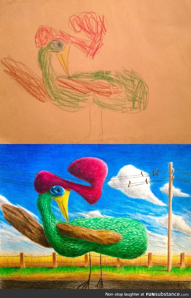 I redrew my childhood drawing