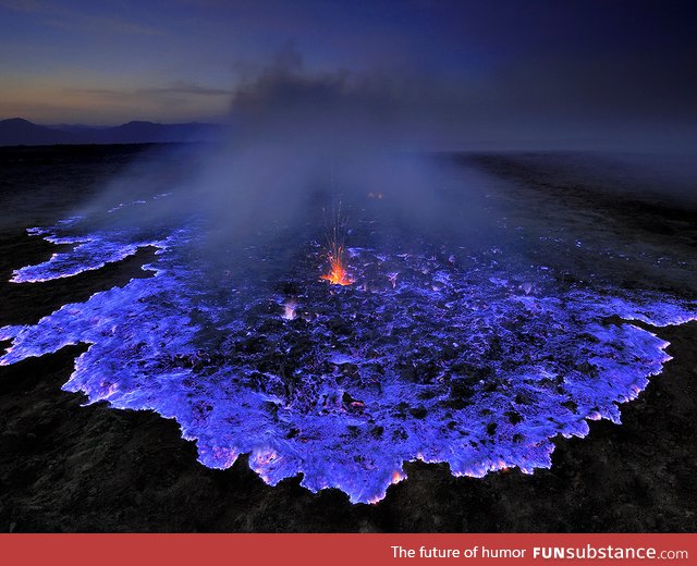 Volcano in Ethiopia burns bright blue