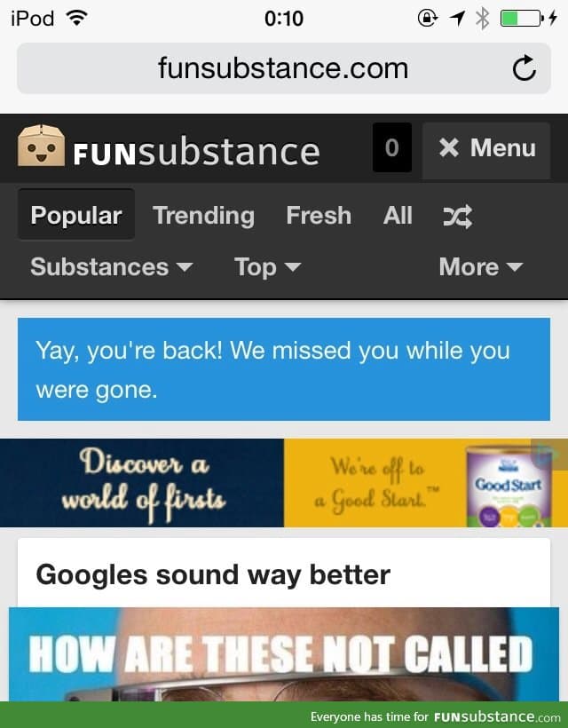 missed you too funsubstance :)