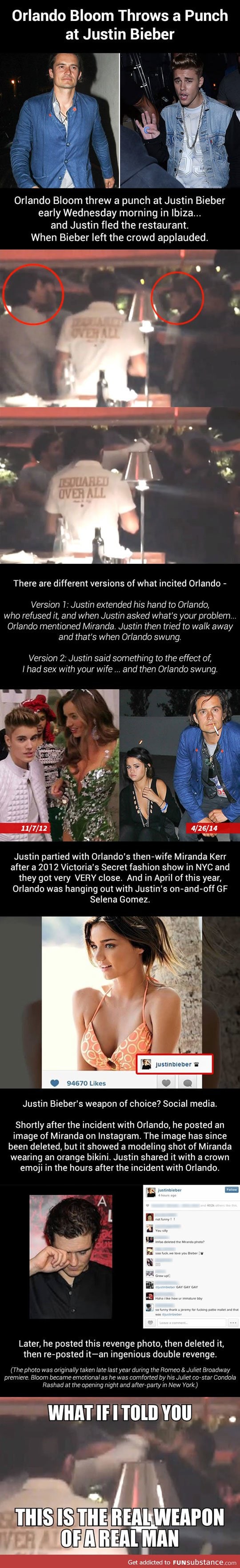 The story behind Orlando Bloom hitting Bieber