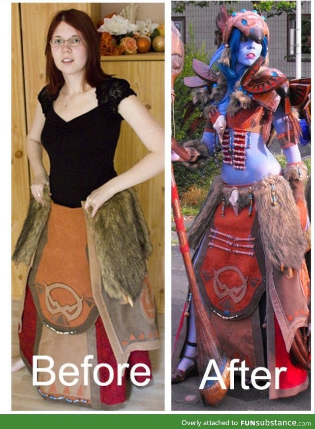 Wow cosplay before and after