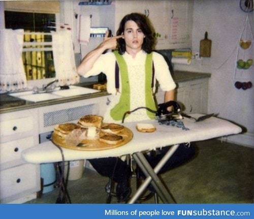 Johnny Depp ironing sandwiches