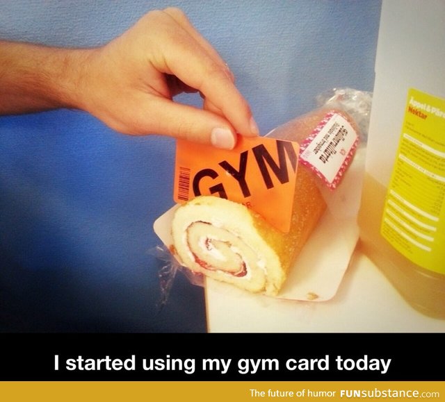 Finally using his gym card