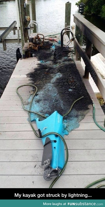 Kayak struck by lightning