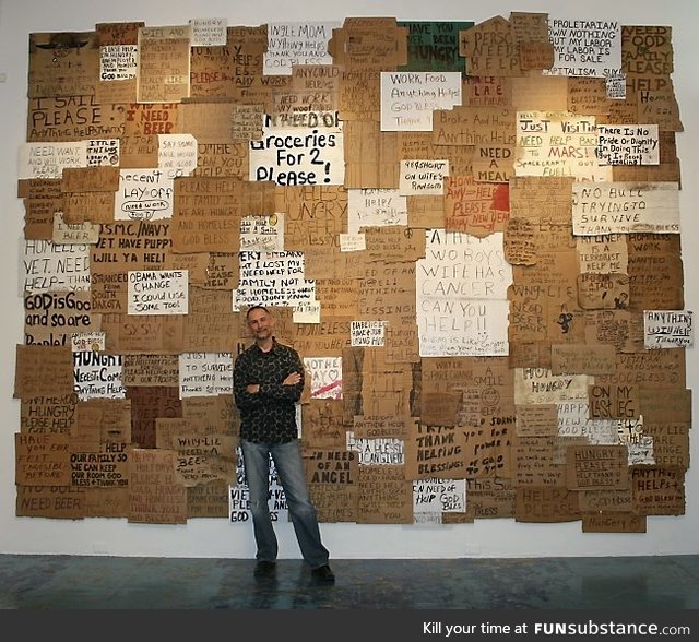 This guy buys signs from the homeless for $20.00