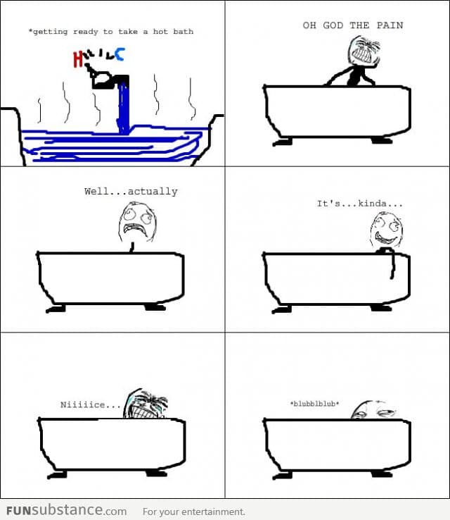 Taking a hot bath