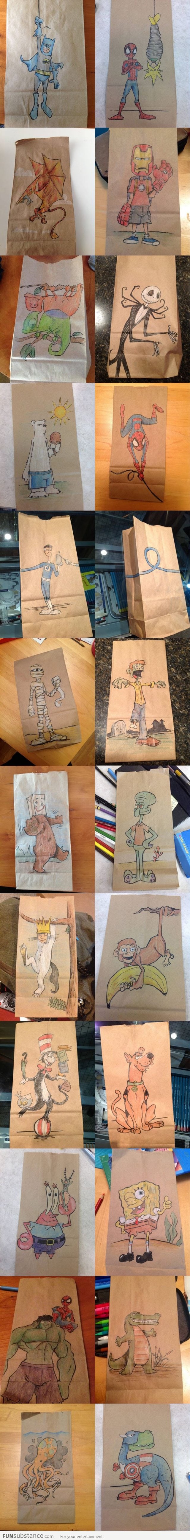 Lunch bag drawings