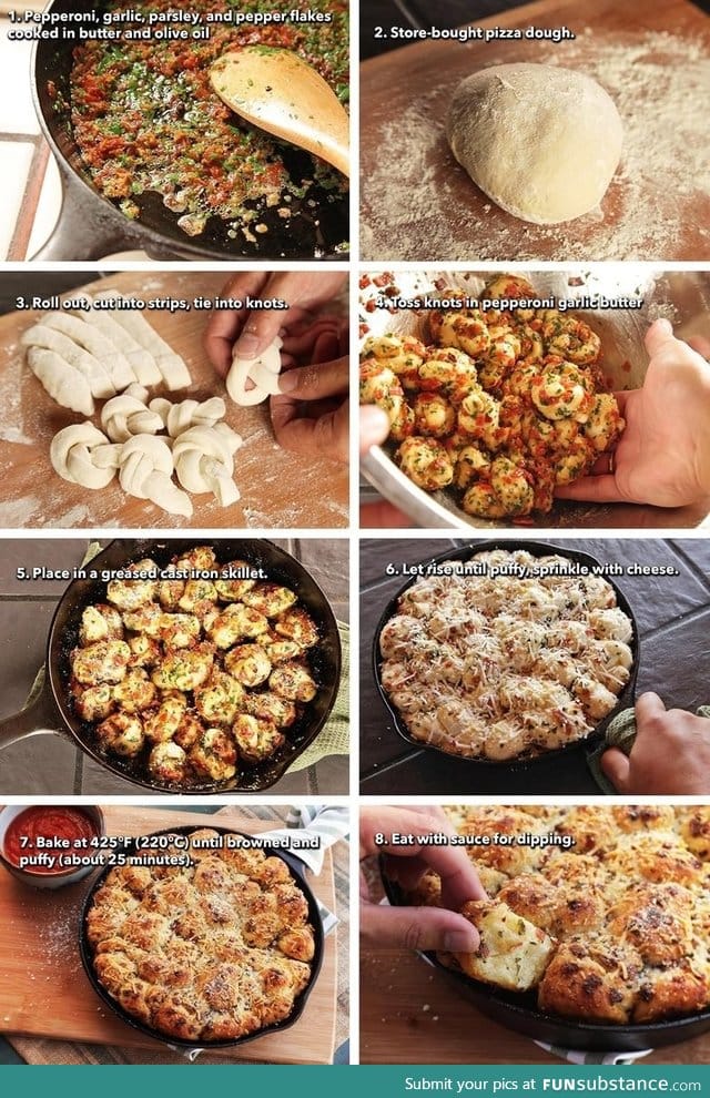 Pull-apart pepperoni garlic knots