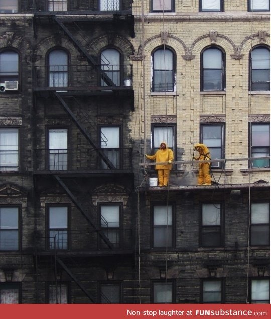 Power-washing in Manhattan