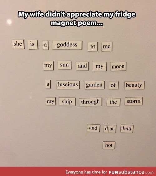 Fridge magnet poem