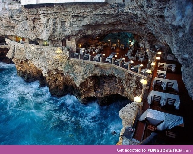 Italian restaurant built into an ocean side grotto