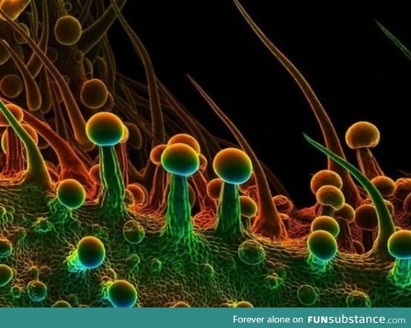 Marijuana leaf under a microscope