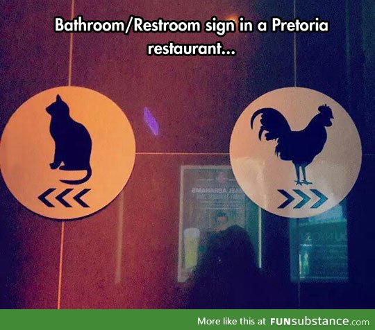 Descriptive bathroom signs