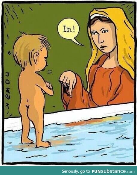 Baby Jesus bathtime