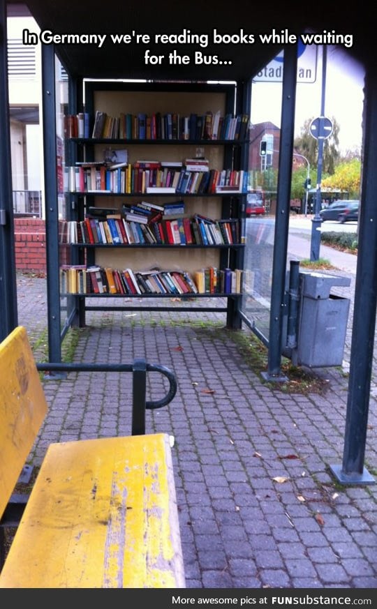 Bus stops in germany has books