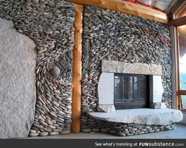 Stone fireplace