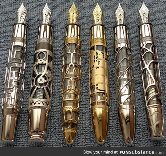 Absolutely Beautiful Hand Made Skeleton Fountain Pens