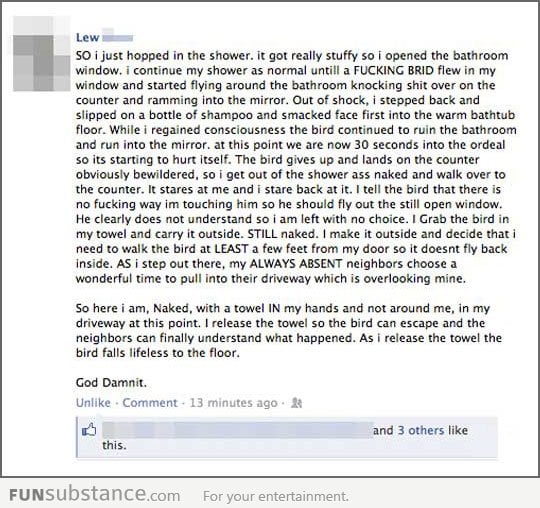 Probably the funniest story posted on Facebook